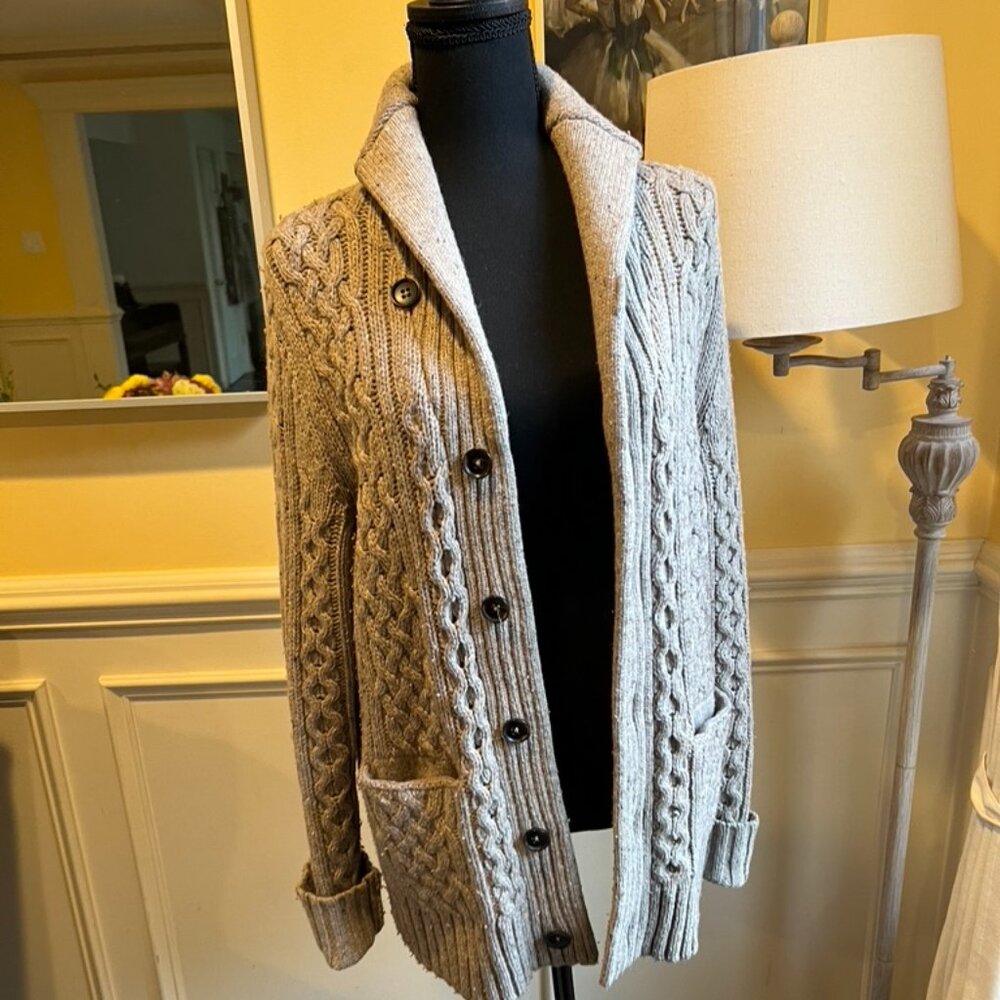 Banana Republic Cable Knit Wool Blend Cardigan Sweater Size M